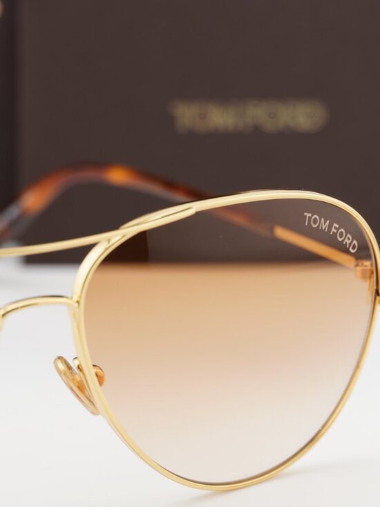 Tom Ford Clark FT0823 30F Aviator Sunglasses - Gold / Havana / Brown main image 8